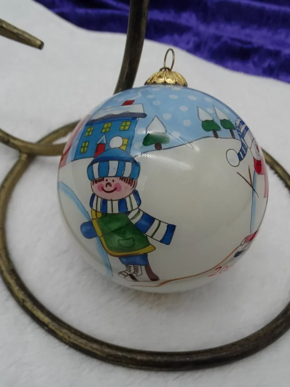 Pier 1 Snowman and Kids Li Bien Christmas Ornament 2015 with Box